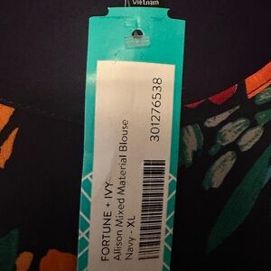 Fortune & Ivy mixed material floral blouse